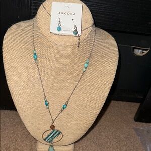 Turquoise and Silver Necklace Set